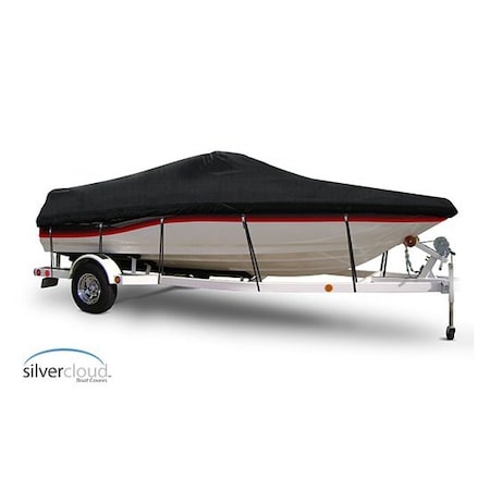 Eevelle Silvercloud Boat Cover V HULL RUNABOUT Low or No Bow Rails Inboard 19' 6in. L 96in. W Black SCVR1996-BLK